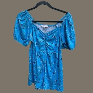 Elegant Blue Floral Women's Blouse